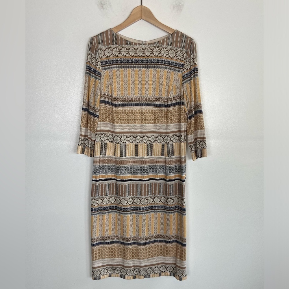 Basler Women's Midi Dress Size L Liquid Knit Multicolor 3/4 Sleeve No Size Tag